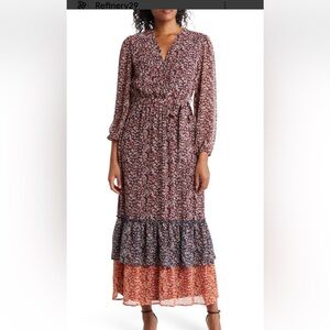 M Floral Long Sleeve Dress with Belt, Collective Concepts